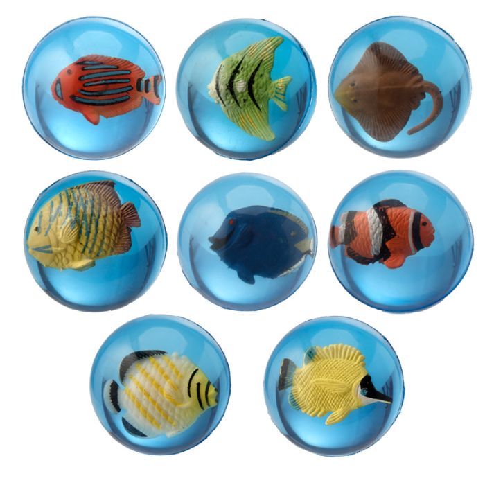 3D Tropisk Fisk Studsboll (Plast Burk)