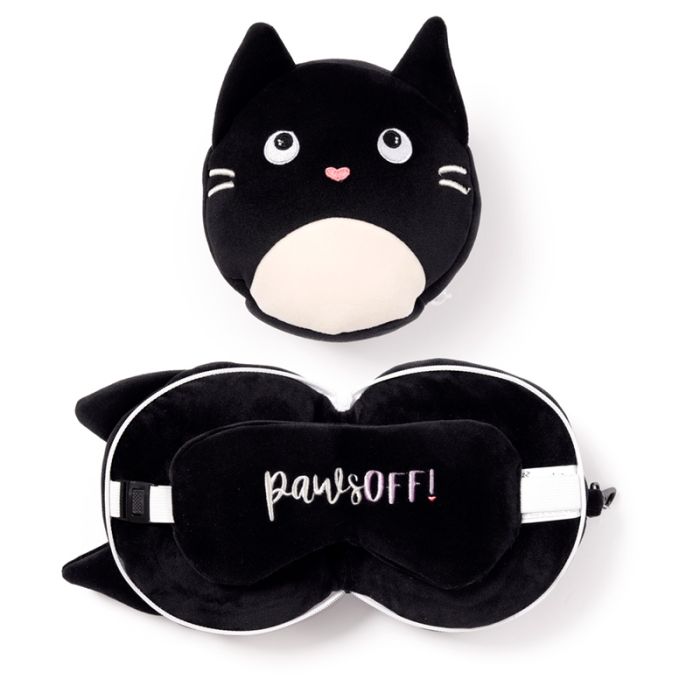 Relaxeazzz Feline Fine Katt Rund Resekudde & Ögonmask