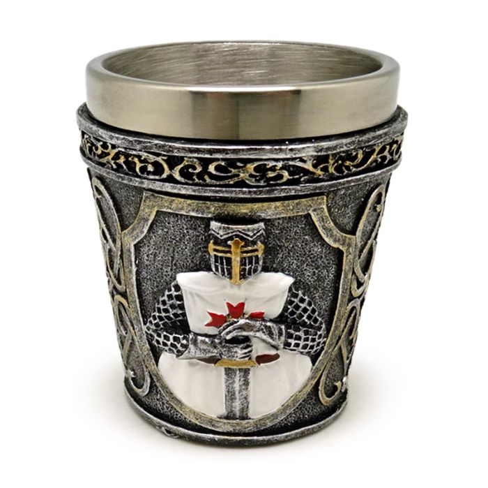 Dekorativ Medeltida Vit Riddare Shotglas