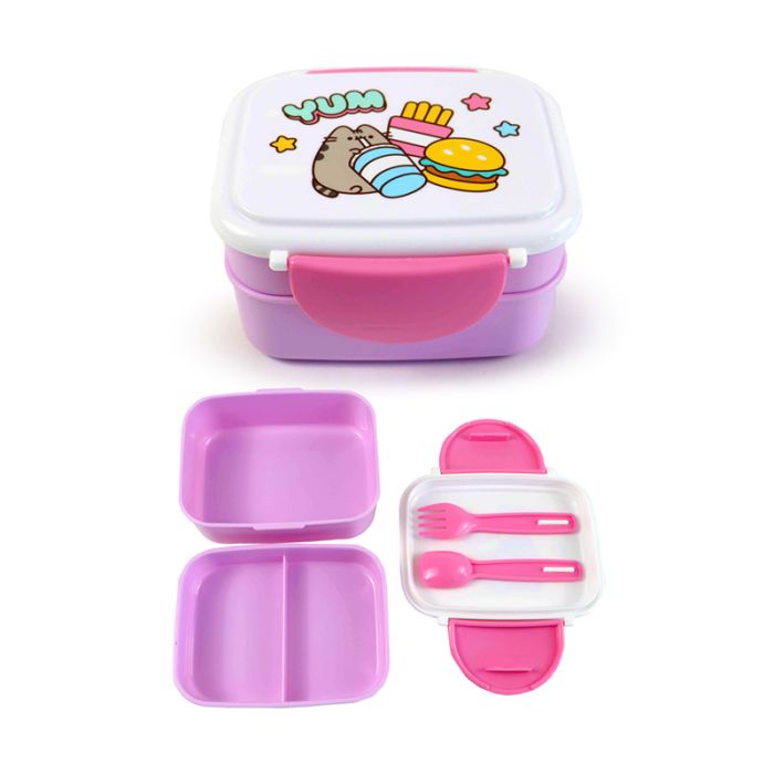 Pusheen the Cat Foodie Clip Lock Staplad Bento Lunchlåda med Bestick