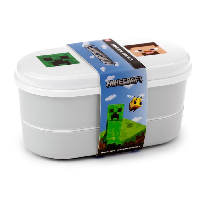 Minecraft Faces Staplad Bento Lunchlåda med Gaffel & Sked