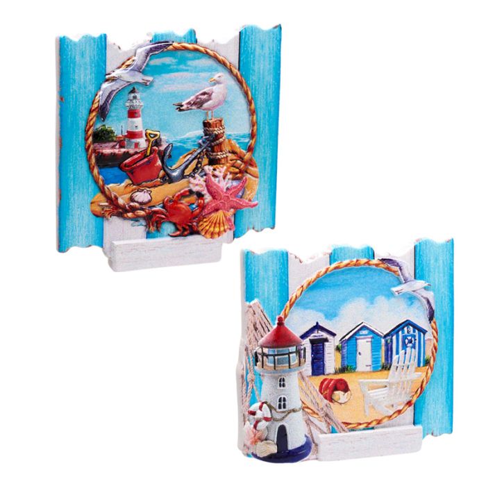 3D Tryckt Kustsouvenir Magnet Blå Staket Ram