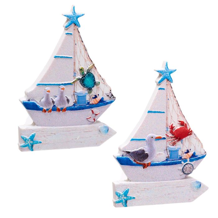 3D Tryckt Kustsouvenir Magnet Segelbåt & Sealife