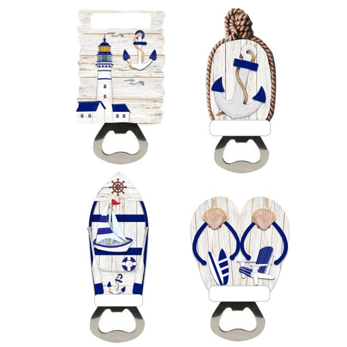 Souvenir Kustmagnet Kapsylöppnare Nautisk Blå & Vit