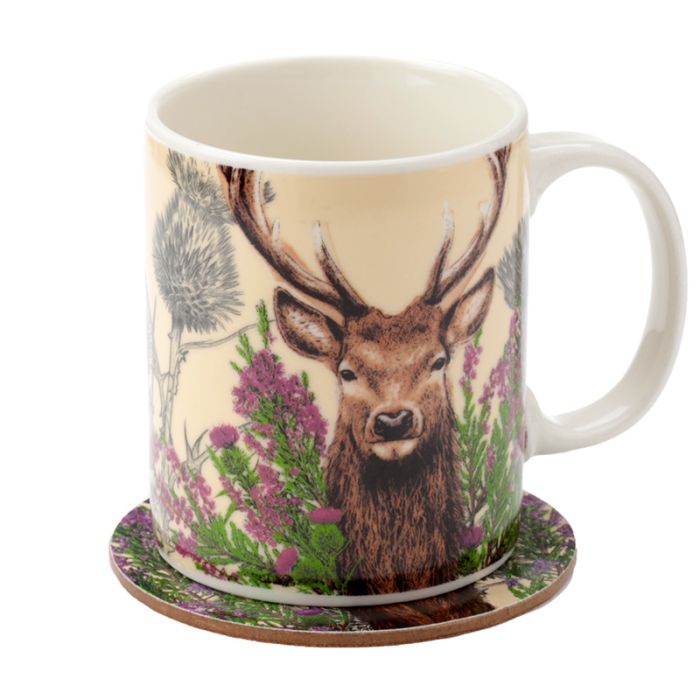 Wild Stag Porslinsmugg & Underläggsset