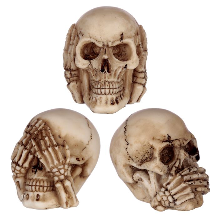 3-Pack Små See No, Hear No, Speak No Evil Dödskallar