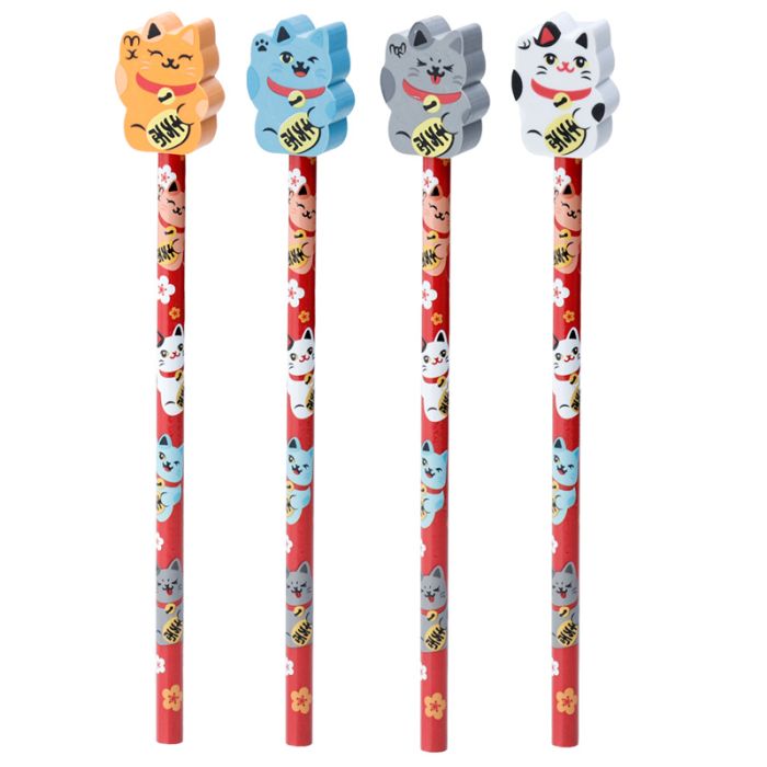 Maneki Neko Lyckokatt Penna med Suddgummitopp
