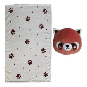 Blankeazzz Adoramals Ru the Red Panda Röd Panda 2-i-1 Plyschleksak & Resefilt