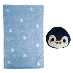 Blankeazzz Adoramals Nico the Penguin Pingvin 2-i-1 Plyschleksak & Resefilt