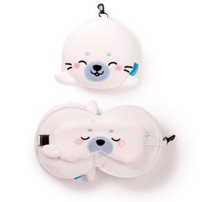 Relaxeazzz Adoramals Kai the Seal Säl Plysch Resekudde & Ögonmask