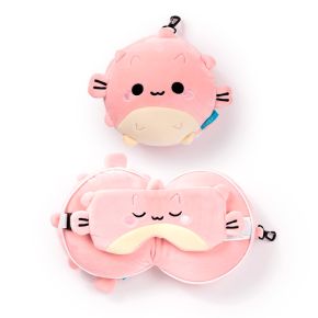 Relaxeazzz Adoramals Puff the Puffer Fish Plysch Resekudde & Ögonmask