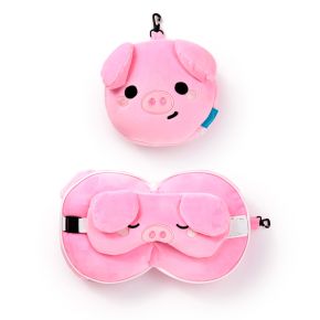 Relaxeazzz Adoramals Oliver the Pig Gris Plysch Resekudde & Ögonmask