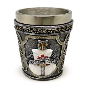 Dekorativ Medeltida Vit Riddare Shotglas