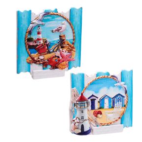 3D Tryckt Kustsouvenir Magnet Blå Staket Ram