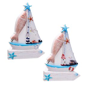 3D Tryckt Kustsouvenir Magnet Segelbåt Skylt & Fisk