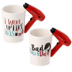 Tjej Verktyg Formad Handtag Mugg - Hårfön med  Slogan