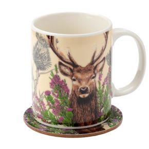 Wild Stag Porslinsmugg & Underläggsset
