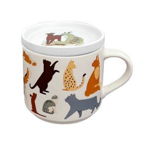 Feline Fine Katter (Ny) Porslinsmugg & Underlägg Lock Set