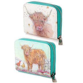 Jan Pashley Highland Coo Ko Liten Plånbok med Dragkedja