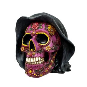 Day of the Dead Lila Dödskalle med Huva