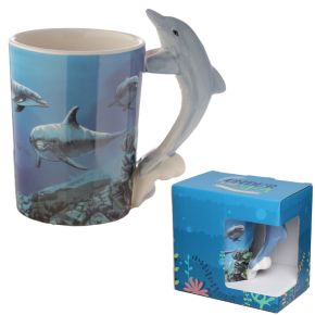Delfin Undervattensdekal Keramikmugg med Format Handtag