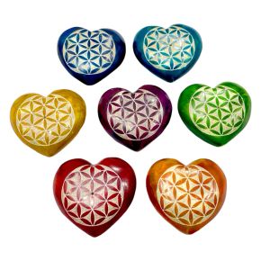 Snidad Täljsten Chakra Hjärta Flower of Life Rökelsehållare