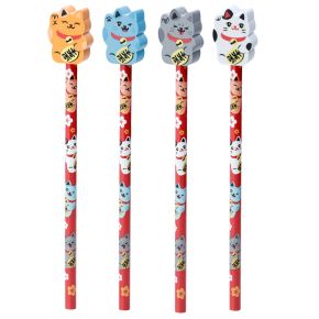 Maneki Neko Lyckokatt Penna med Suddgummitopp