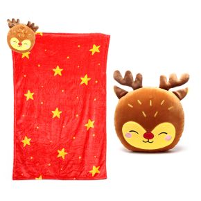 Blankeazzz Jul Festive Friends Rudolph 2-i-1 Plyschleksak & Resefilt