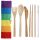 Somewhere Rainbow Ränder 6-Pack Bestick-Set i 100% Naturlig Bambu i Tyghållare