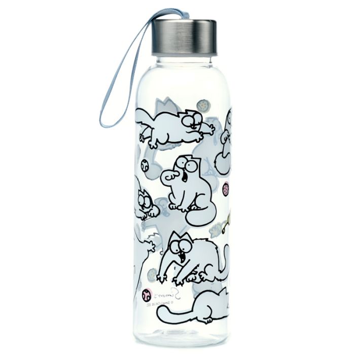 Simon's Cat 2021 500ml Återanvändbar Okrossbar Vattenflaska i Plast med Metallic Lock