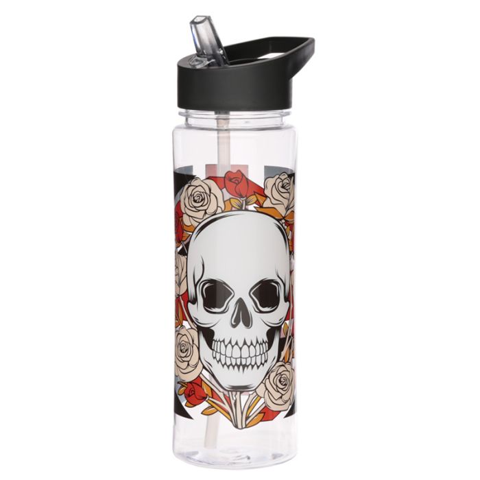 Återanvändbar 550ml Vattenflaska i Plast - Union Jack Skulls and Roses