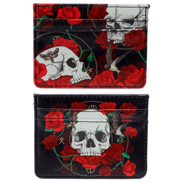 Skulls & Roses Blippskyddad RFID Korthållare i Tyg