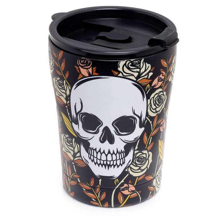 Skulls & Roses Återanvändbar Värmeisolerad Varm & Kall Mat & Dryckeskopp i Rostfritt Stål 300ml
