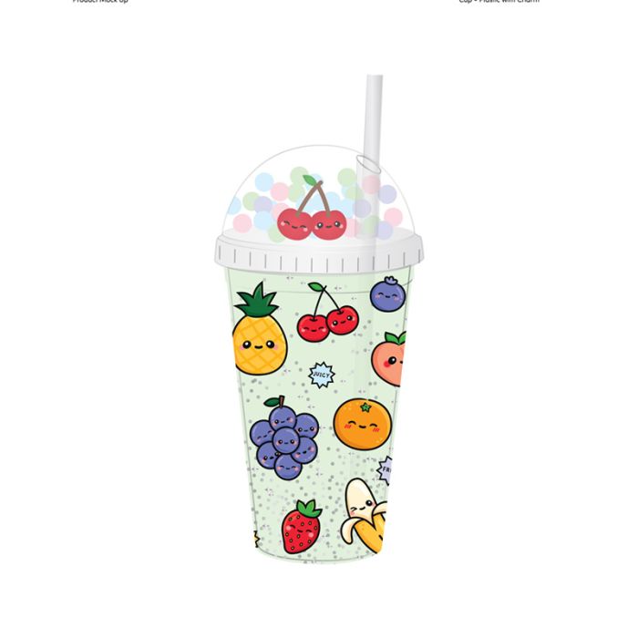 Foodiemals Frukt Dubbelväggig Kopp & Sugrör med Figur