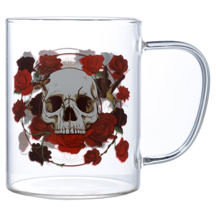Skull & Roses Glasmugg