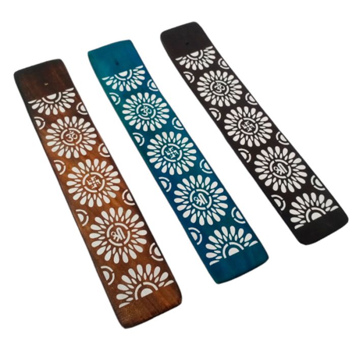 Mangoträ Rökelsehållare för Stickor med Blomdesign