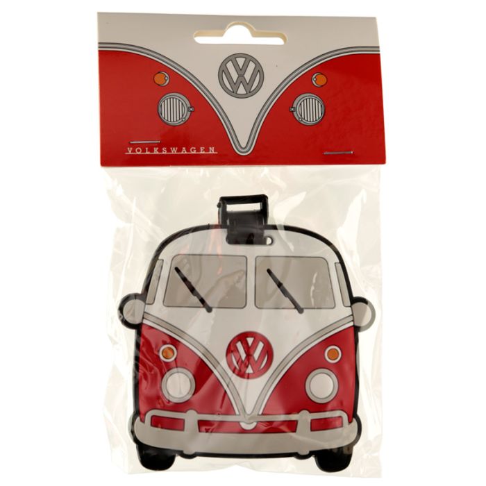 Volkswagen VW T1 Camper Bus Röd PVC Bagagelapp