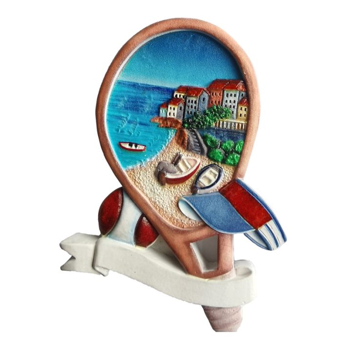 3D Tryckt Kustmagnet Souvenir - Tennisracket Formad Strandscen