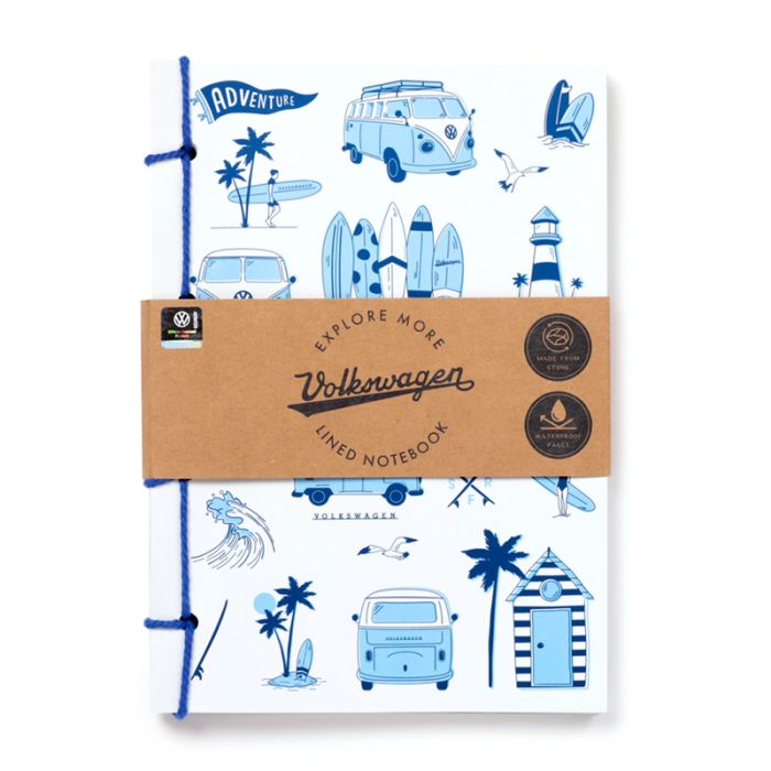 Explore More Beach Life VW Volkswagen T1 Camper Bus A5 Anteckningsbok med Stenpapper