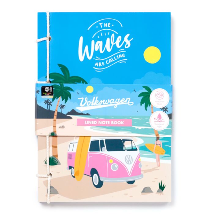 The Waves Are Calling VW Volkswagen T1 Camper Bus A5 Anteckningsbok med Stenpapper