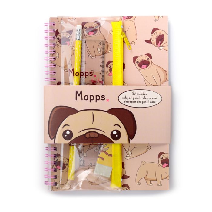 Mopps Mops Ringbunden Anteckningsbok & Pennfodral 6-Pack Pysselset