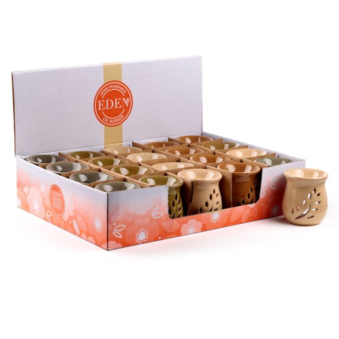 Enkel Löv Design Sprickor i Glasyern Keramik Aromalampa