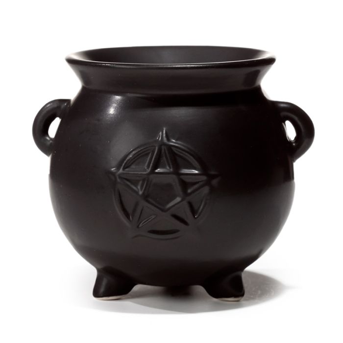 Witches Cauldron Pentagram Svart Aromalampa i Keramik