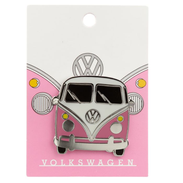Volkswagen VW T1 Camper Bus Rosa Emalj Pin
