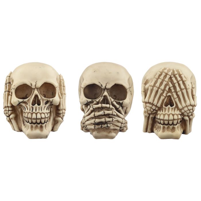 3-Pack Dödskalle Hear No Speak No See No Evil