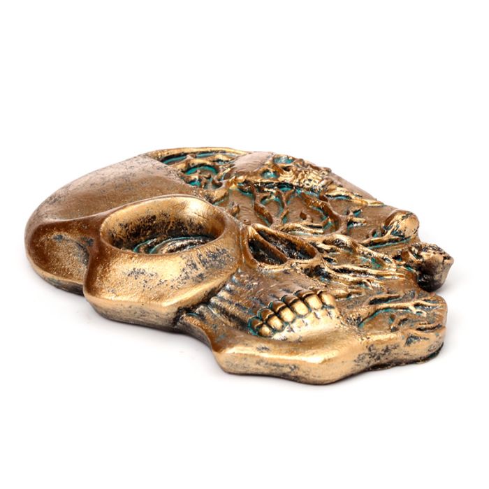 Dödskalleformad Rökelsehållare Askfat med Rosor