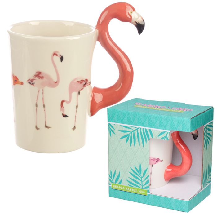 Flamingo Pinks Flamingodekal Mugg med Format Handtag
