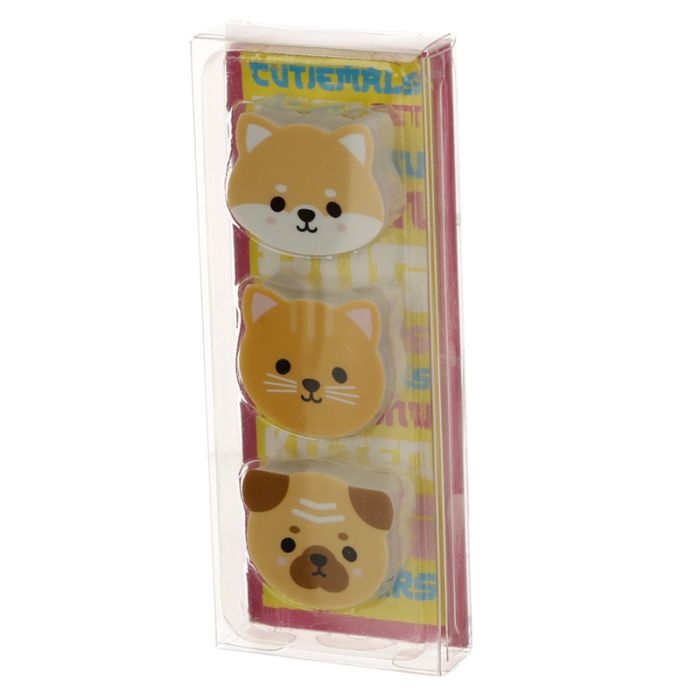 Mops, Katt, Shibu Inu 3-Pack Suddgummiset