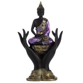 Lila, Guld och Svart Thai Buddha Sittande i Händer Lila, Guld och Svart Thai Buddha Sittande i Händer
