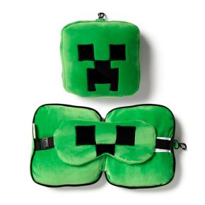 Relaxeazzz Minecraft Creeper Formad Plysch Resekudde & Ögonmask Relaxeazzz Minecraft Creeper Formad Plysch Resekudde & Ögonmask